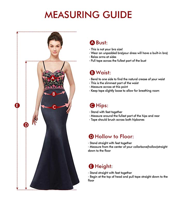Oyisha Formal Strapless Sweetheart Mermaid Lace Bridal Dress measuring guide