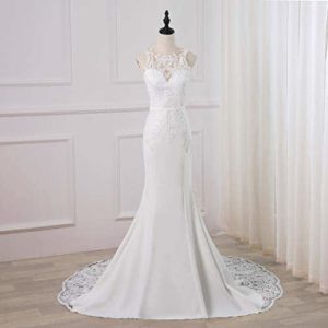 WeddingDazzle Backless Lace Appliques Mermaid Wedding Dress