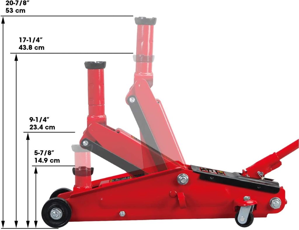 Torin Big Red Hydraulic Trolley Floor Jack lift range