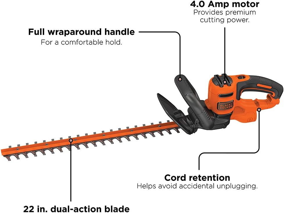 Black+Decker 22-Inch Corded Electric Hedge Trimmer