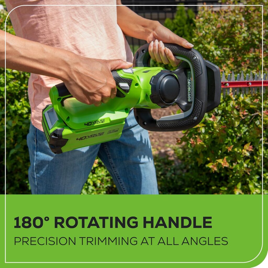 Greenworks 40V 24-Inch Cordless Hedge Trimmer handle