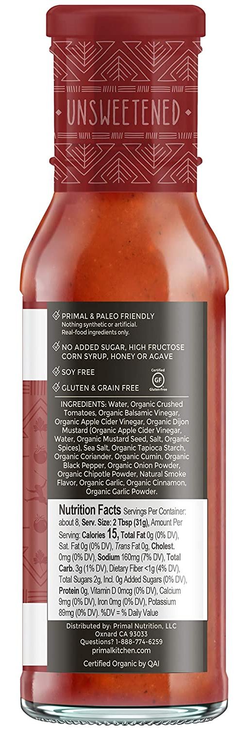 Primal Kitchen Barbecue & Steak Sauce nutritional facts of classic bbq