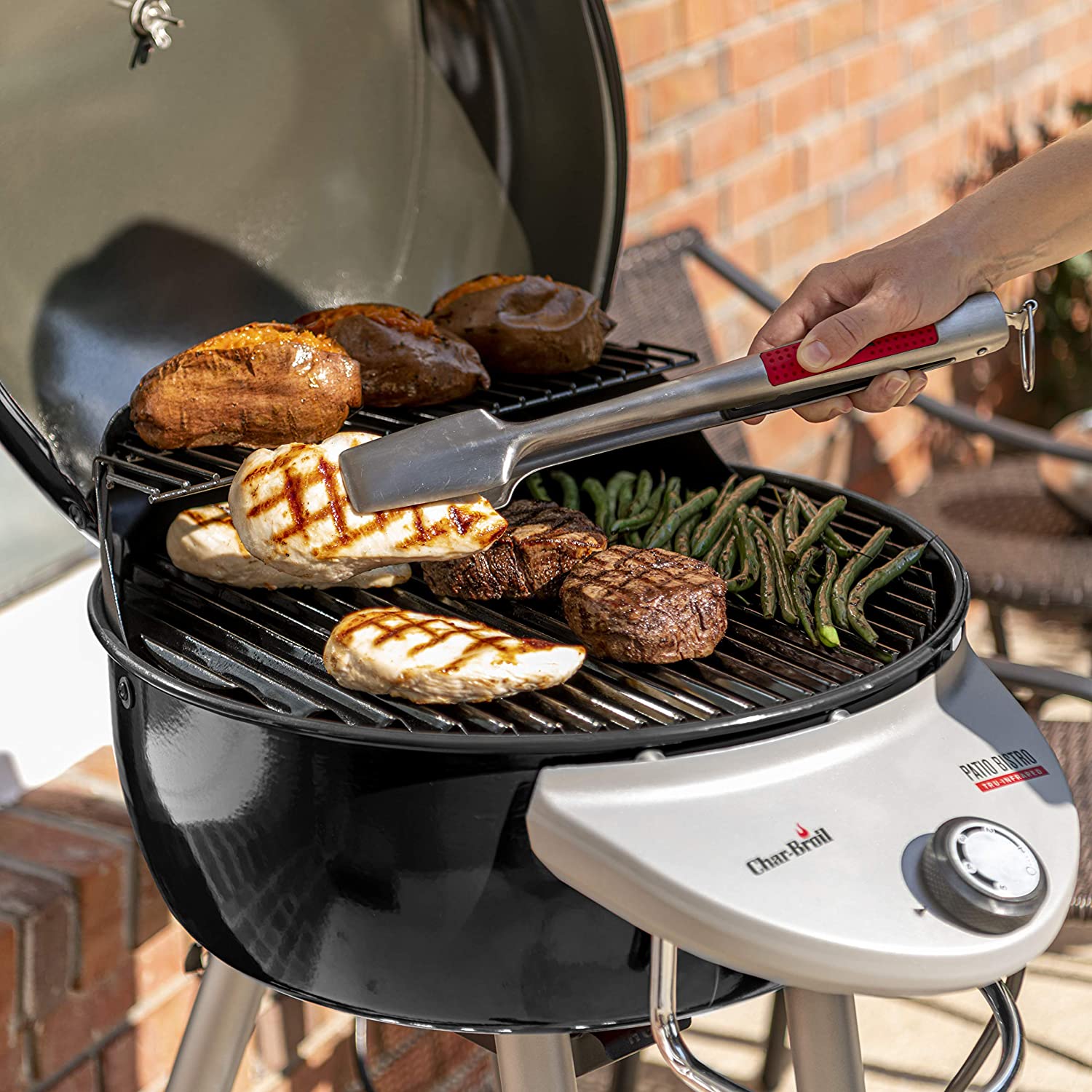 Char-Broil Patio Bistro TRU-Infrared Electric Grill in use