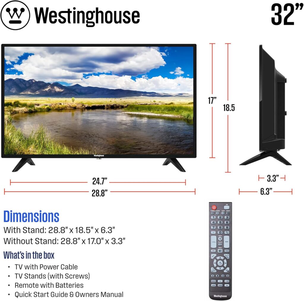 Westinghouse 32-inch Roku TV dimensions