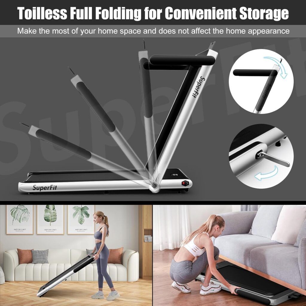 GoPlus 2-in-1 Folding Treadmill storing