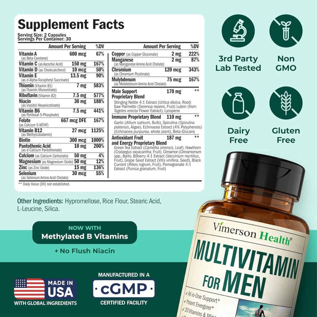 Vimerson Health Multimineral Multivitamin Supplement facts