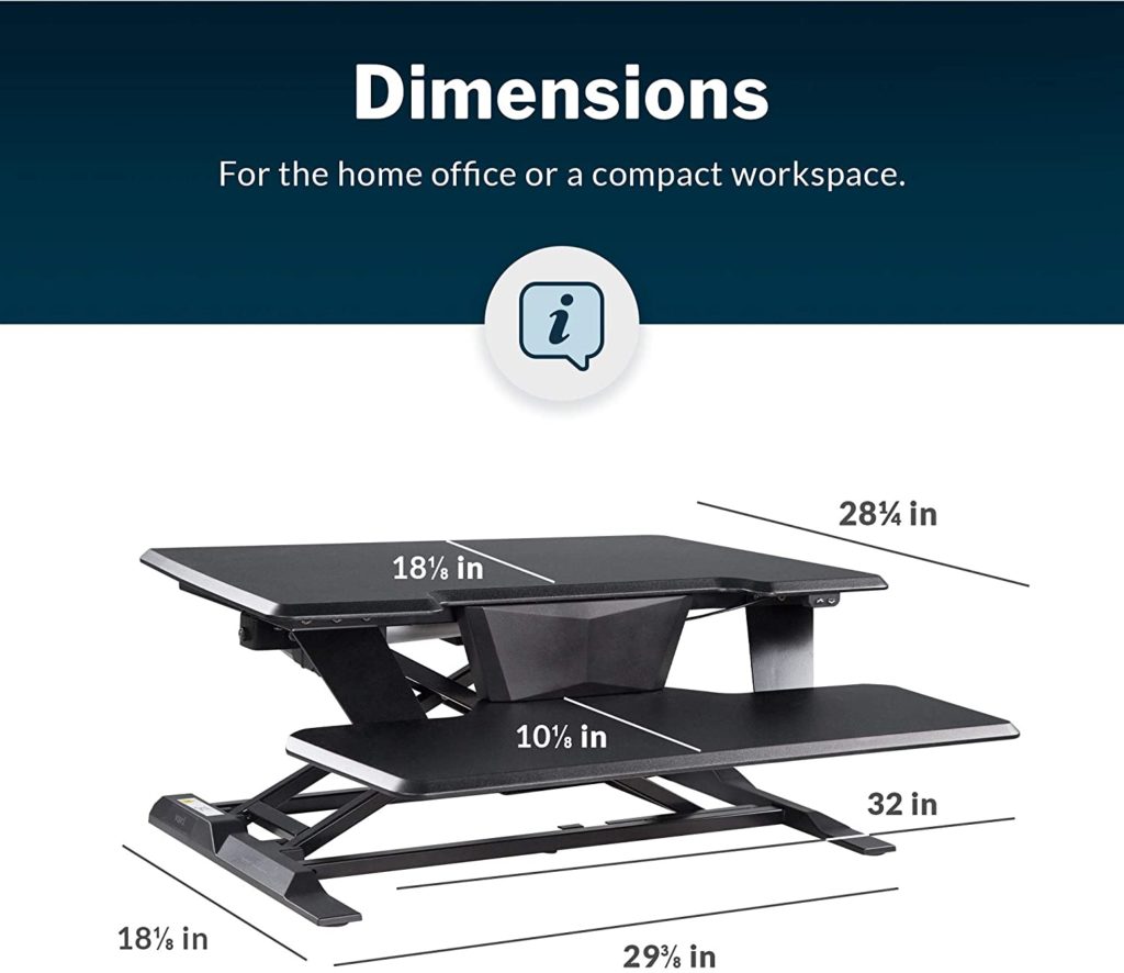 VariDesk Electric Pro Plus dimensions