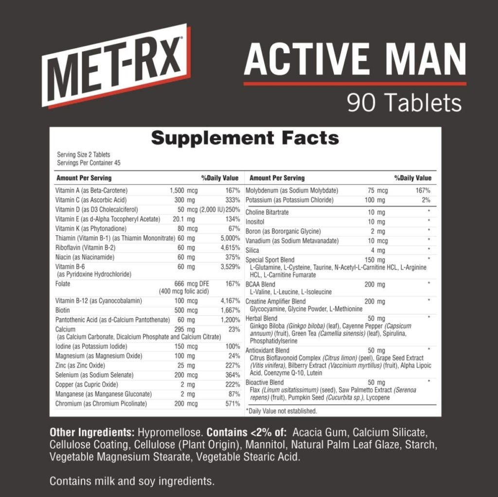 MET-Rx Active Man Multivitamin supplements