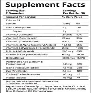 SugarBearHair Vitamins content