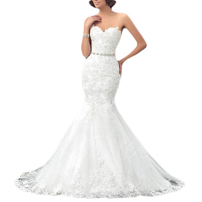 Oyisha Formal Strapless Sweetheart Mermaid Lace Bridal Dress