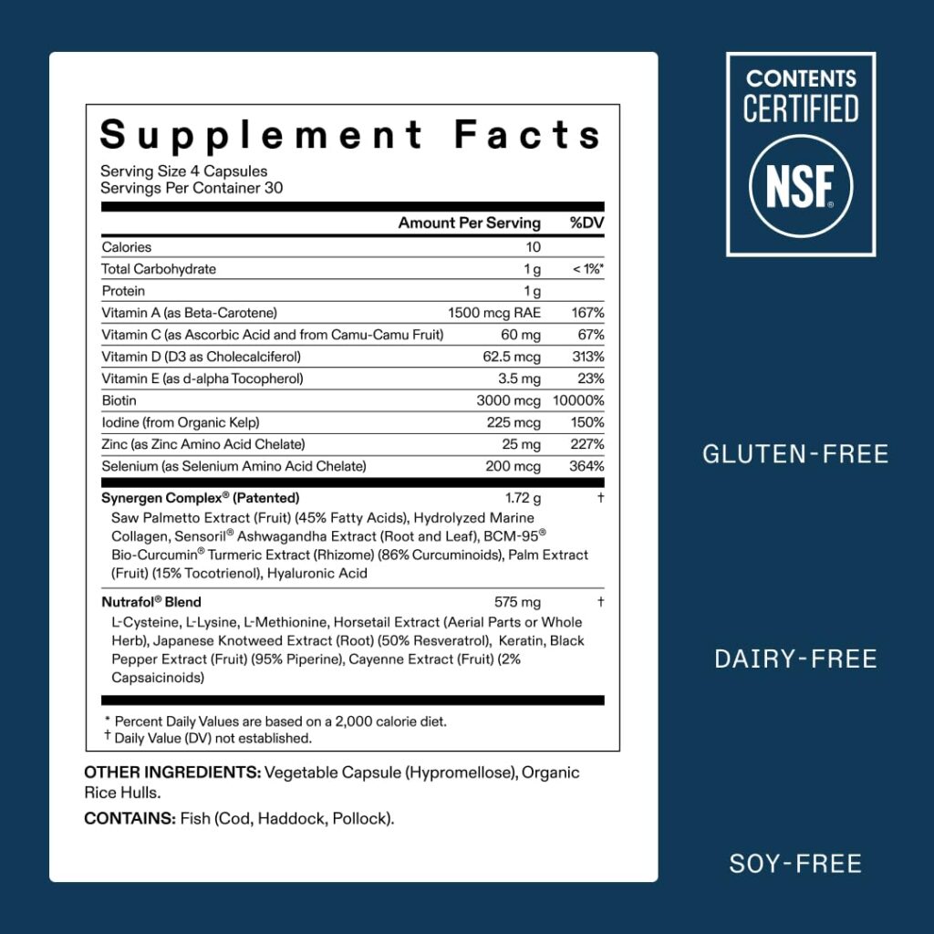 Nutrafol Men's Hair Growth Supplements facts