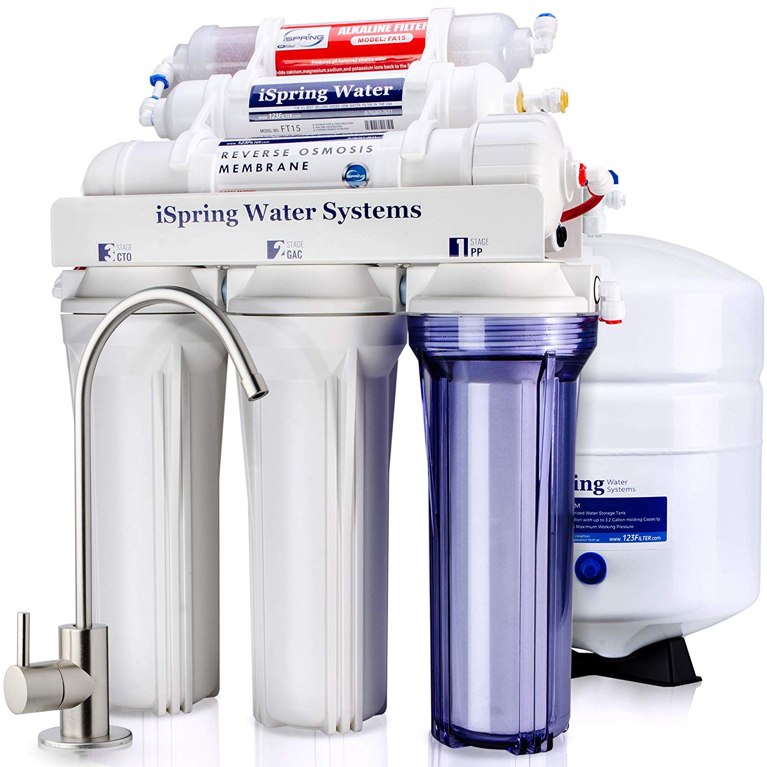 iSpring RCC7AK 6-Stage Reverse Osmosis Drinking Water Filter with Alkaline Remineralization