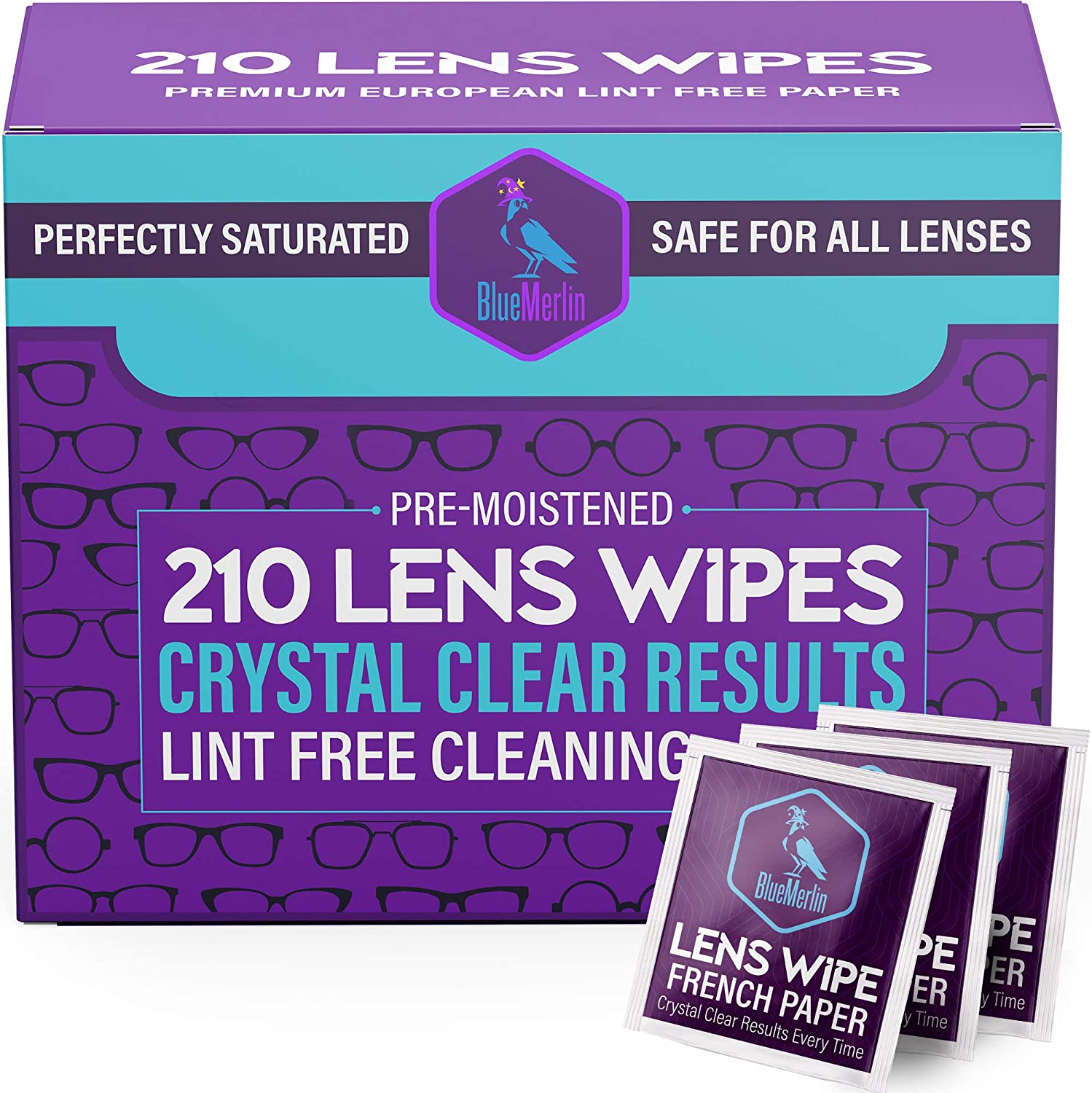 Blue Merlin Wipes Eyeglass Cleaner