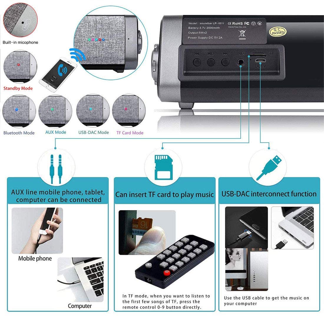 ASIYUN Bluetooth Sound Bar options