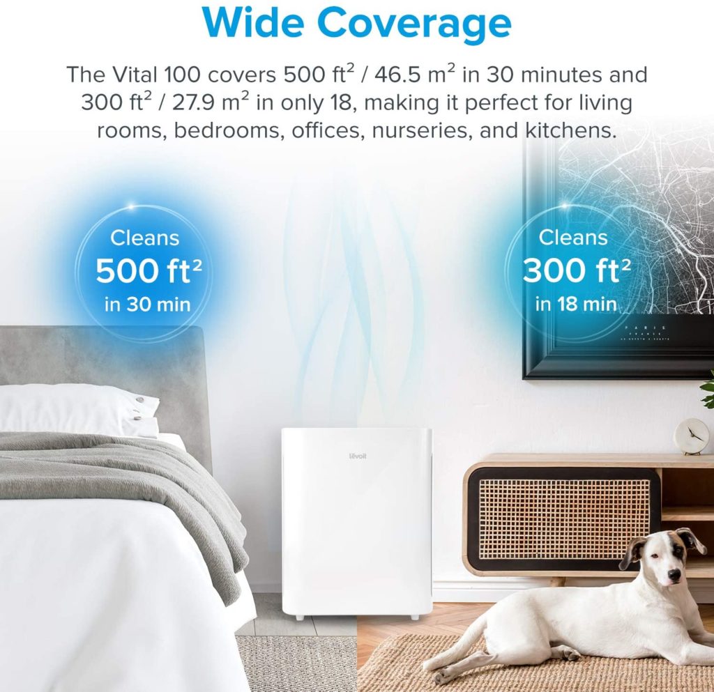 Levoit Vital 100 Air Purifier room size coverage