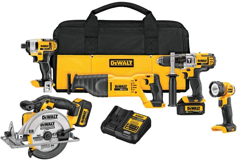 DeWalt 20V Max Cordless Drill Combo Kit, 5-Tool