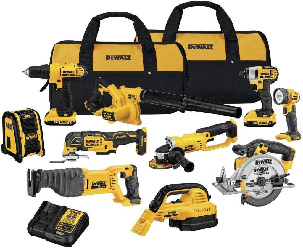 Dewalt 20V Max Cordless Drill Combo Kit, 10-Tool