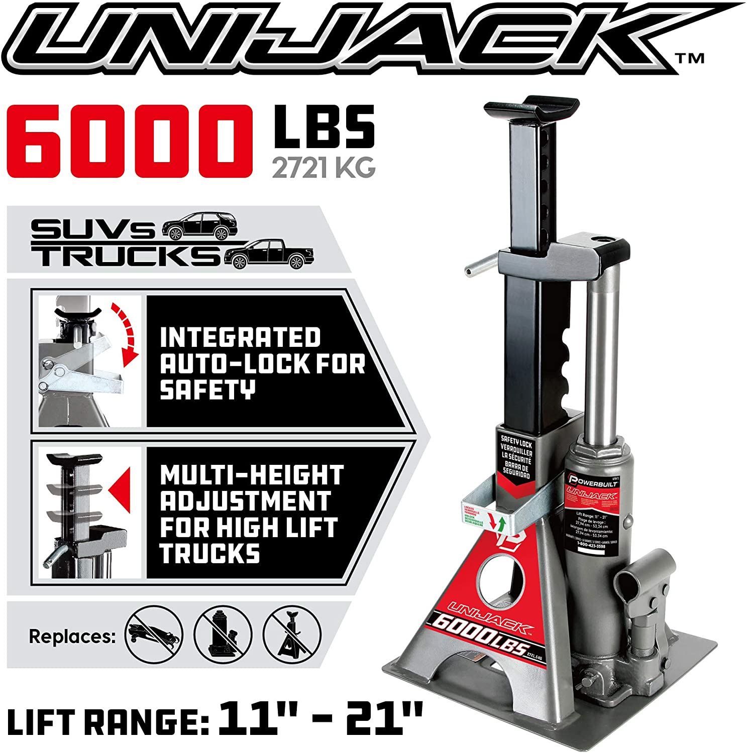 Powerbuilt 620471 Unijack lift range