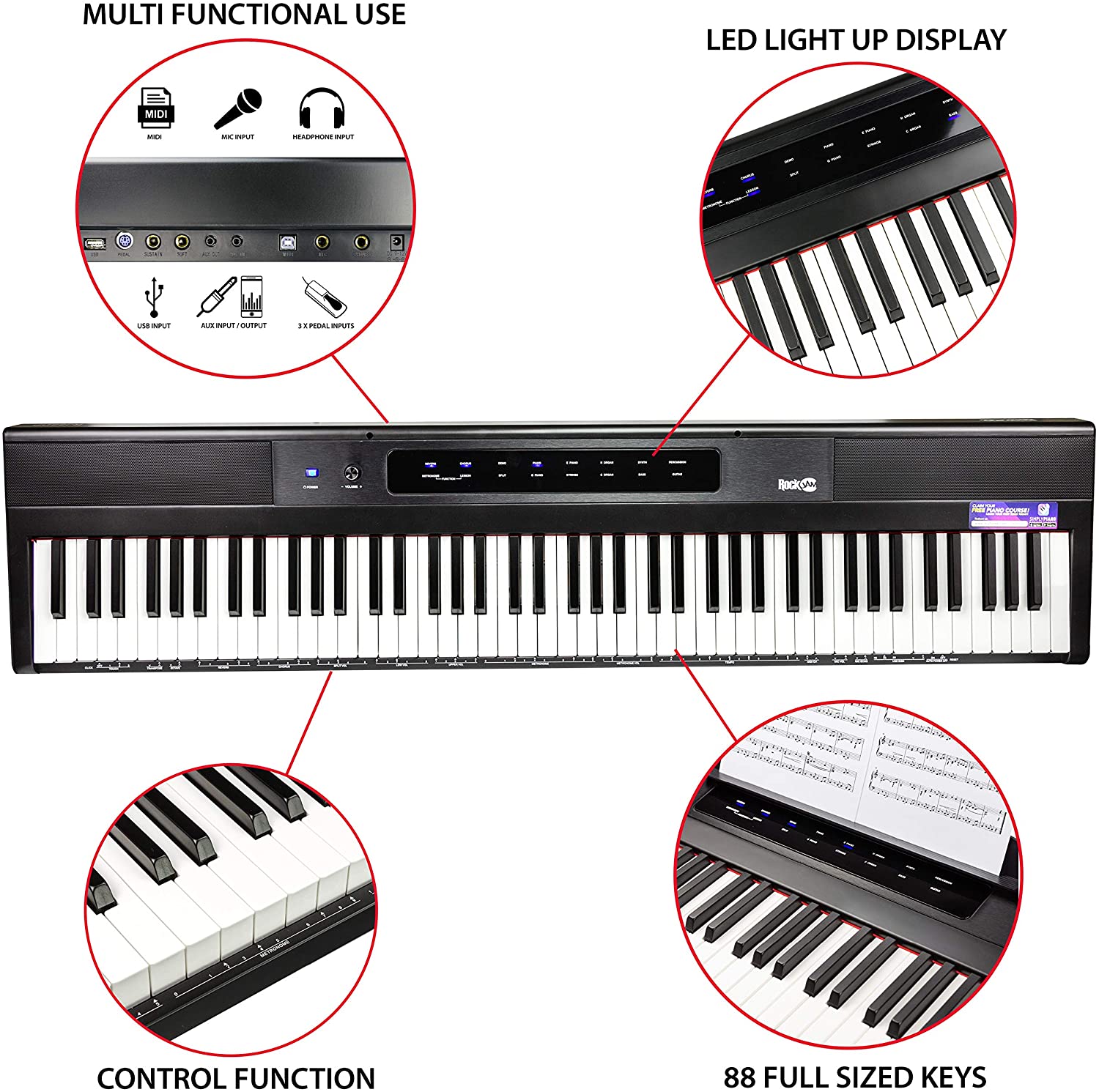 RockJam 88-Key Digital Piano specs