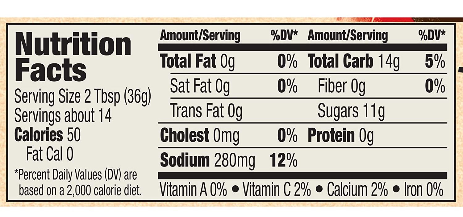 Bull’s Eye Original Barbecue Sauce nutritional facts