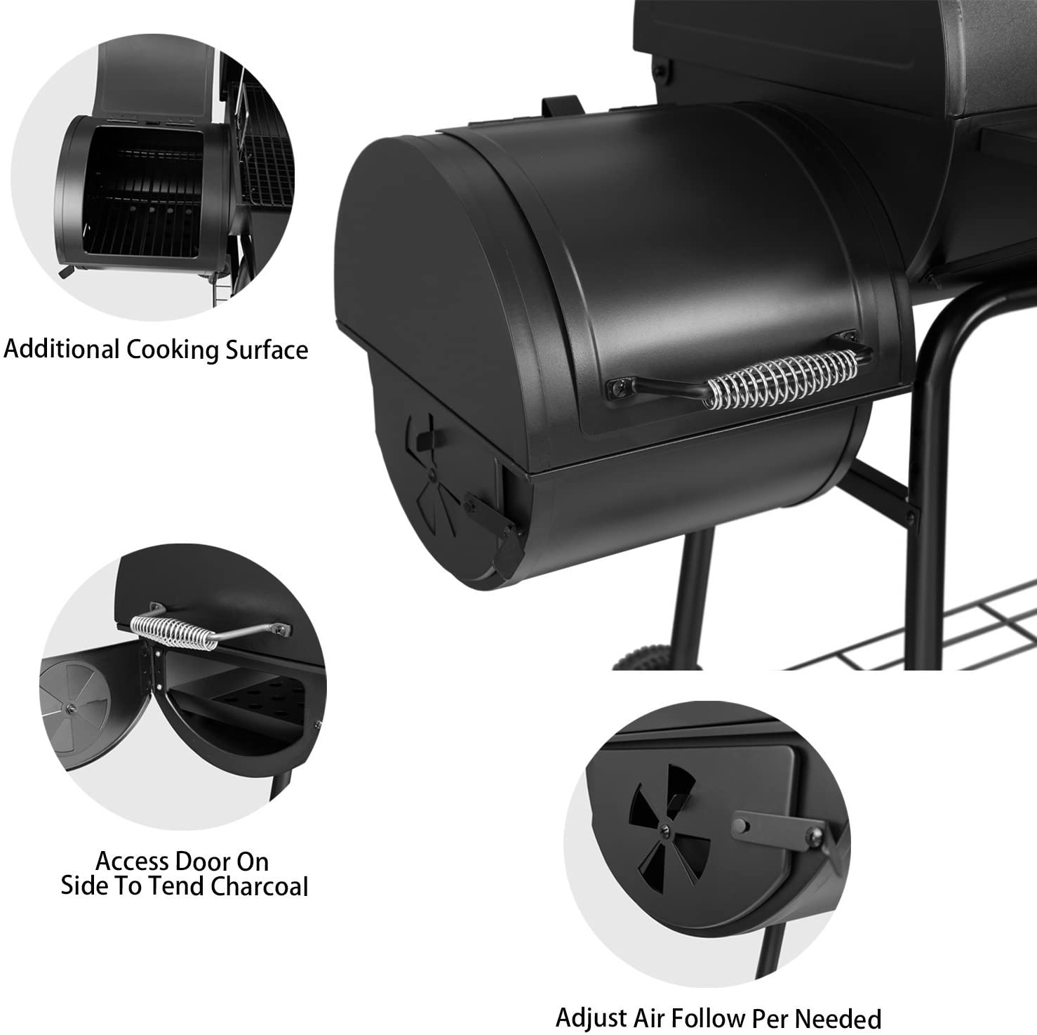 Royal Gourmet BBQ Charcoal Grill and Offset Smoker specifications