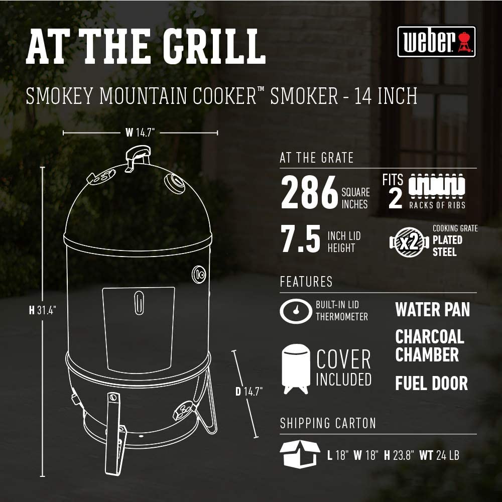 Weber 14-inch Smokey Mountain Cooker specs