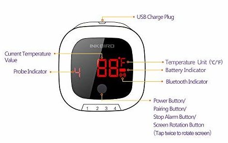 Inkbird IBT-4XS Wireless Grill BBQ Thermometer led screen