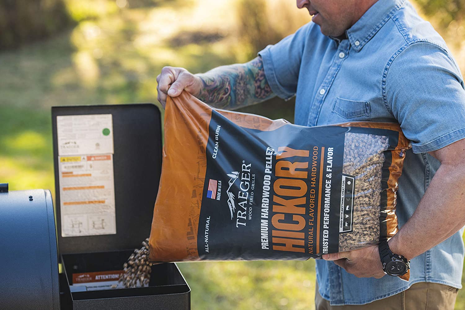 Traeger PEL319 Hardwood Pellets in use