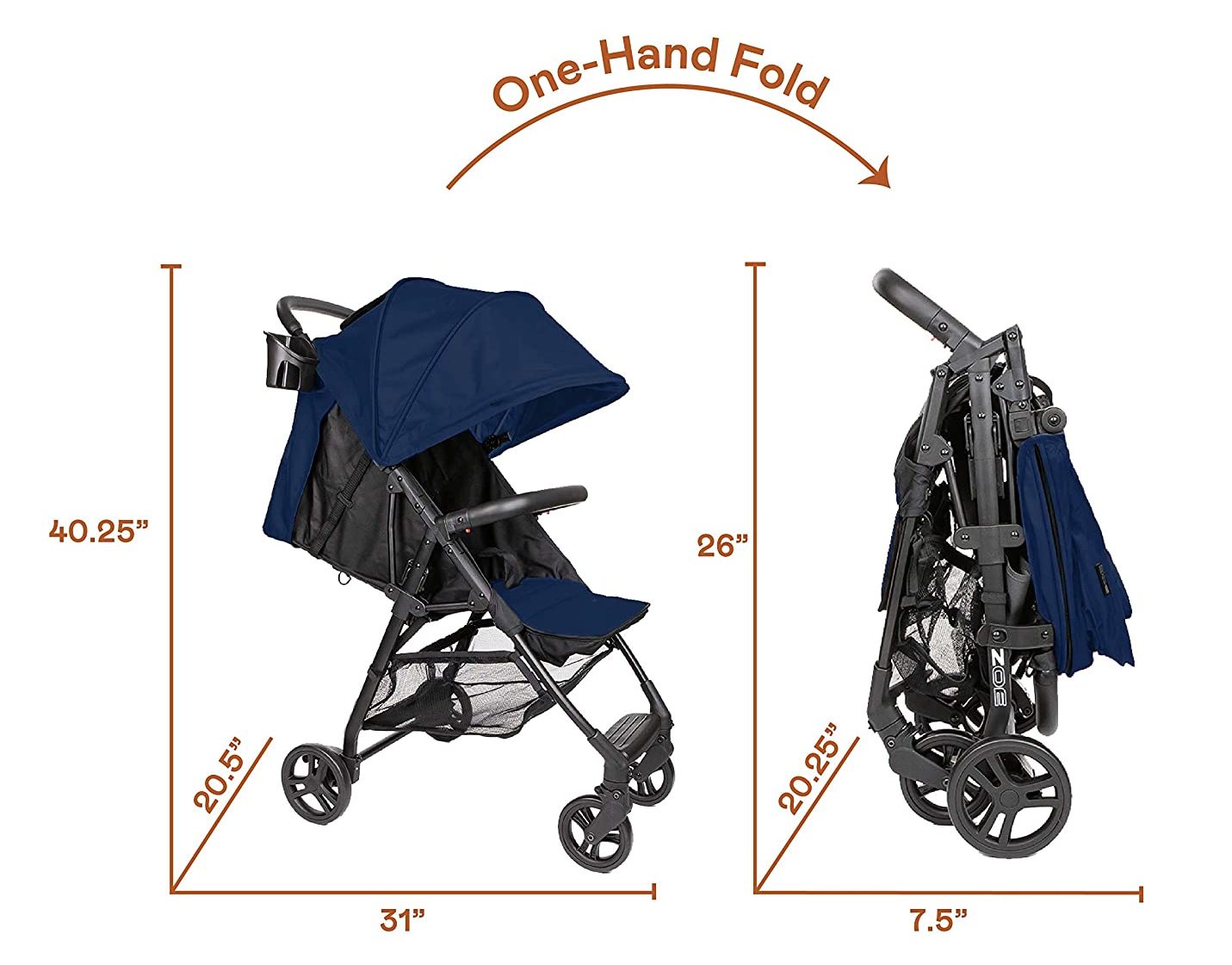 Zoe Tour+X1 Stroller fold