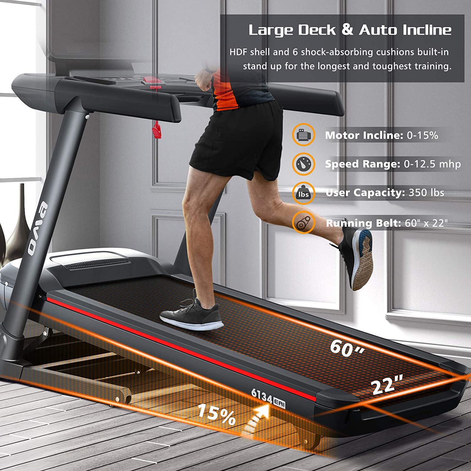 OMA Treadmill for Home 6134EAI features