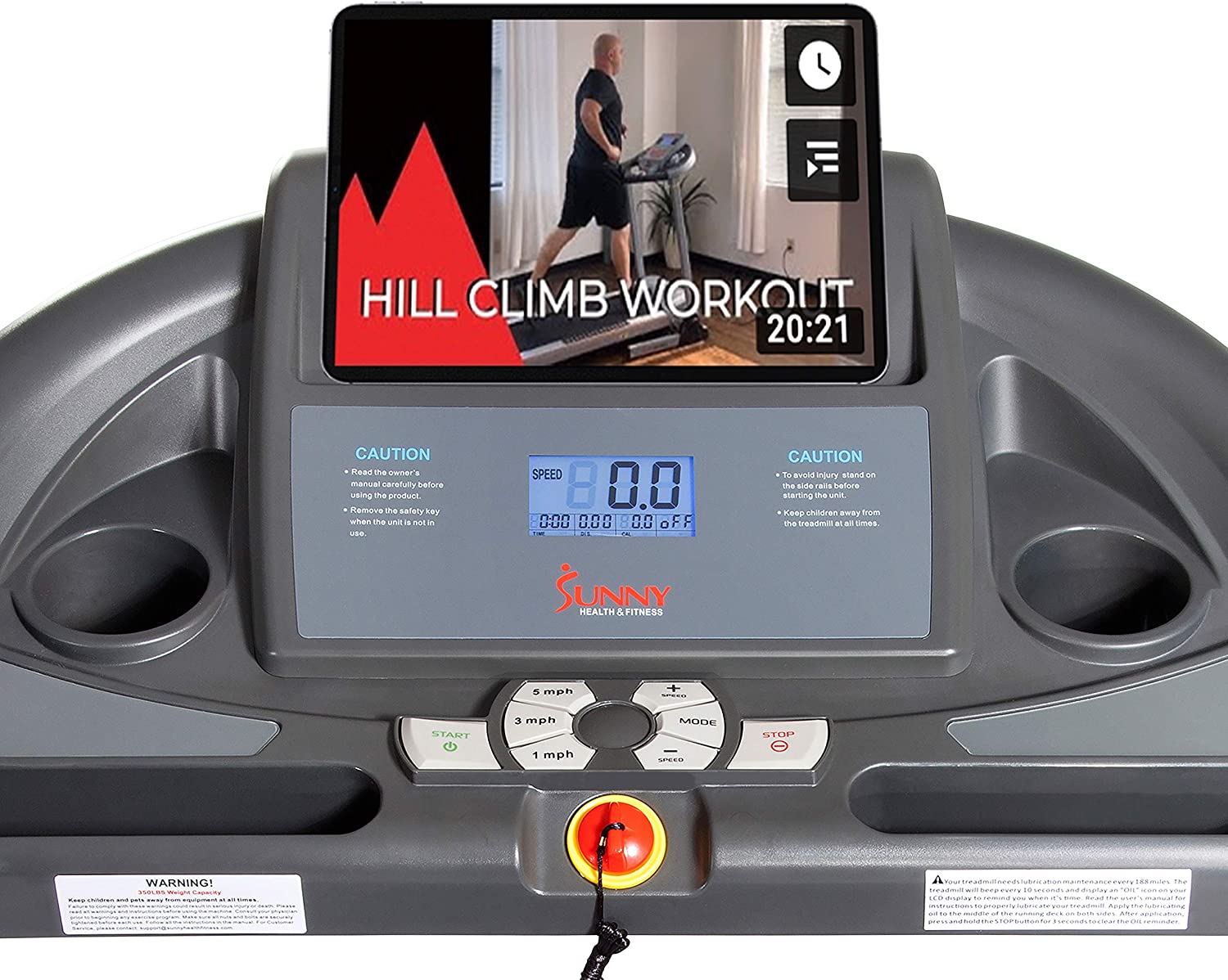 Sunny Health & Fitness T7643 Treadmill display