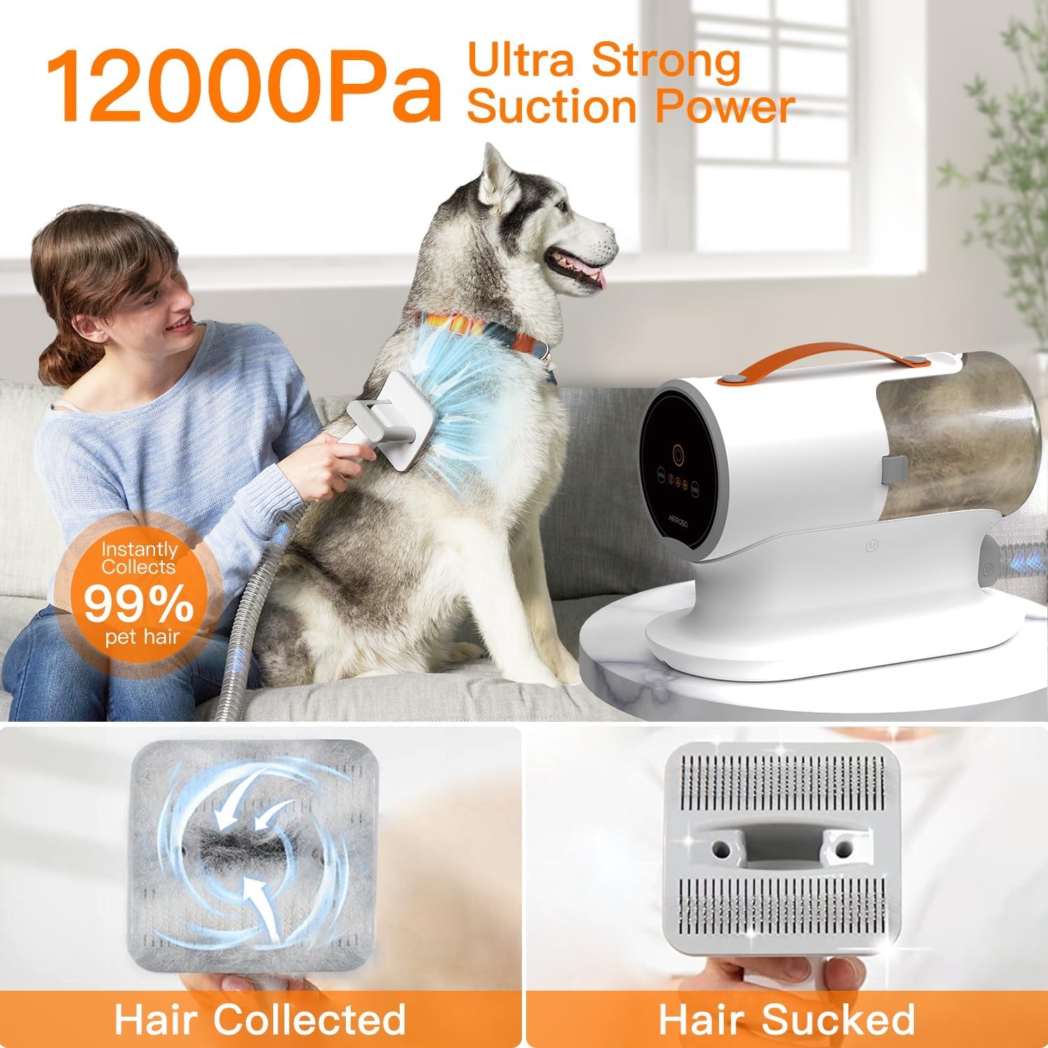 AIRROBO Dog Grooming Vacuum suction power
