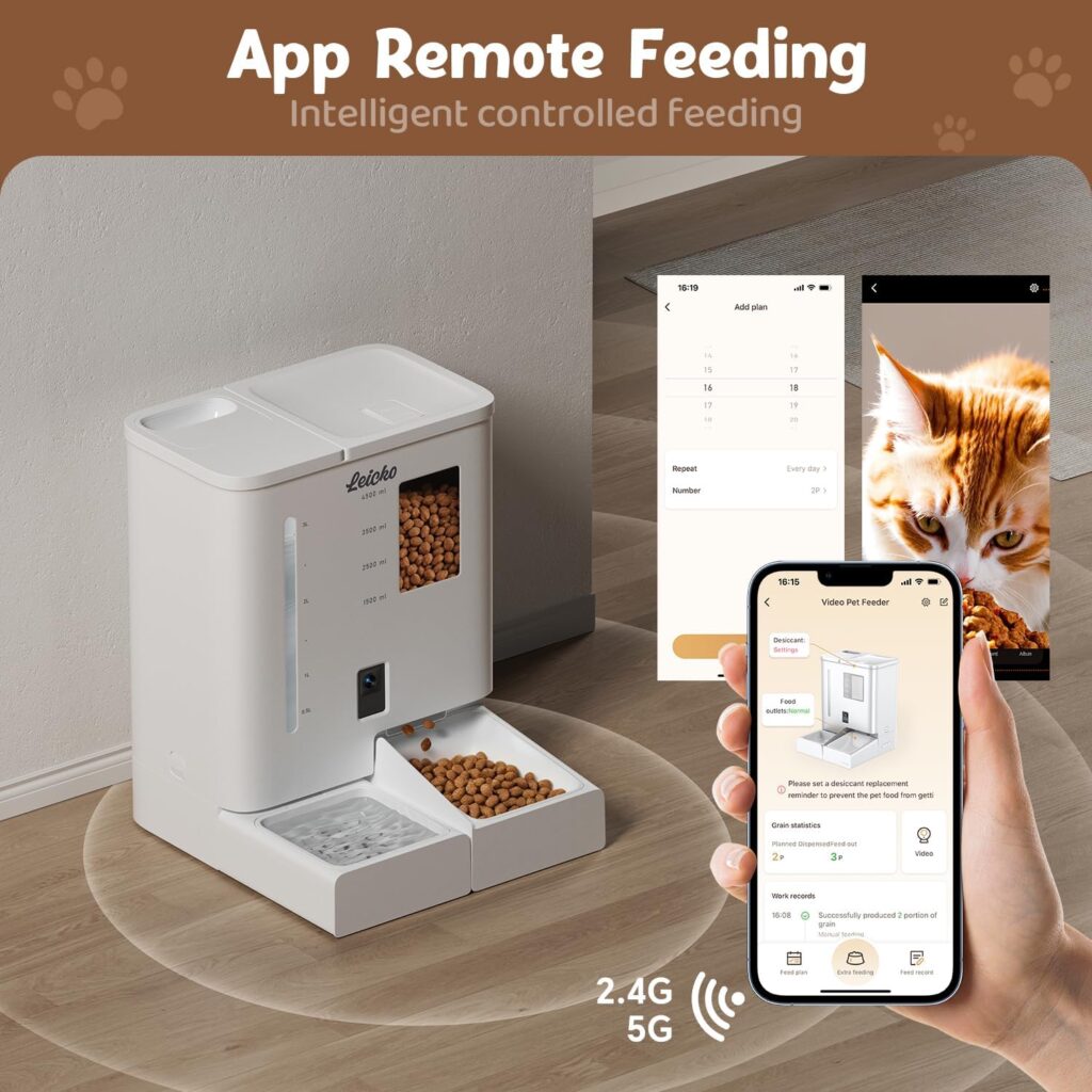 LEICKO Automatic Cat Feeder with Camera app
