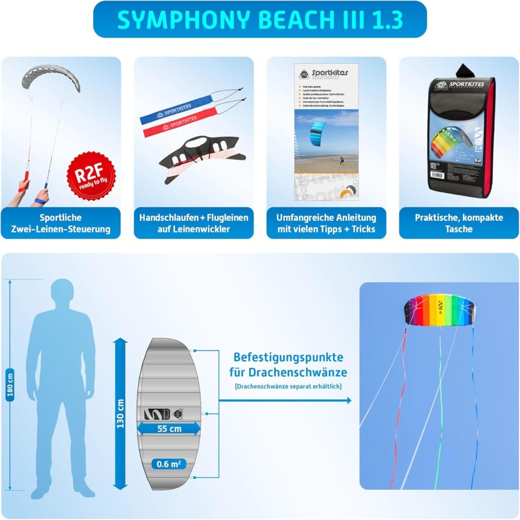 HQ Symphony Beach III 1.3 Stunt Kite specs